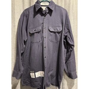 Amorex FR by UniFirst Button Up Long Sleeve Shirt 16.5 ARC 2 Navy Blue UltraSoft